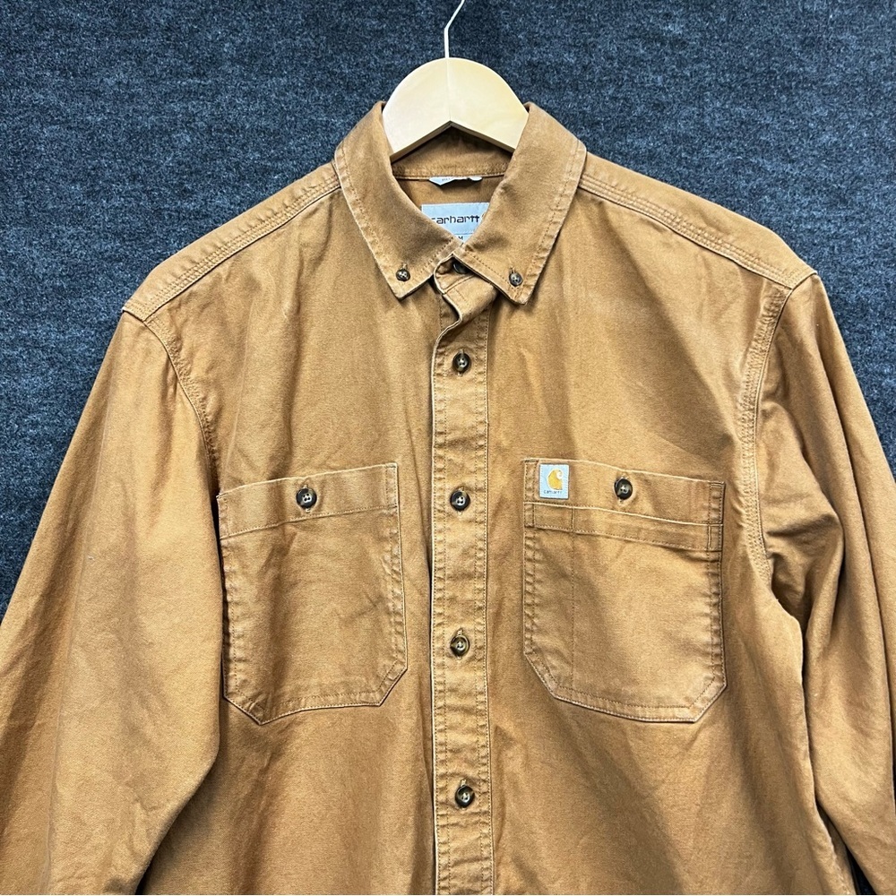 Carhartt Men's Relaxed Fit Midweight Canvas Long-Sleeve Shirt Size M - Picture 2 of 12